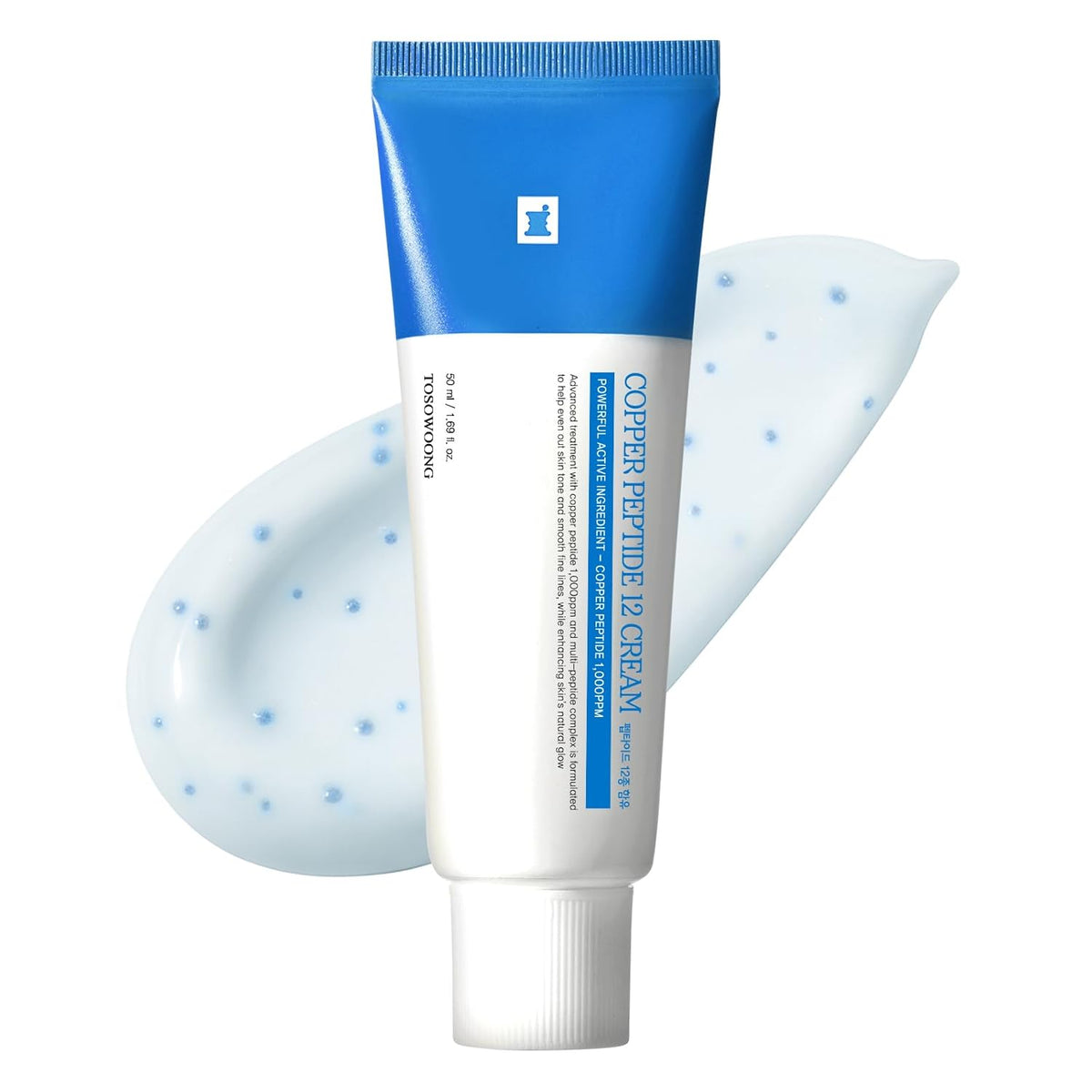 TOSOWOONG Copper Peptide 12 Cream, Anti-Aging for Fine Lines, Wrinkles | 99% Purity Copper Tripeptide-1, GHK-Cu, 12 Multi-Peptides for Fine Lines, Firming & Elasticity, Korean Skincare, 1.69 fl oz