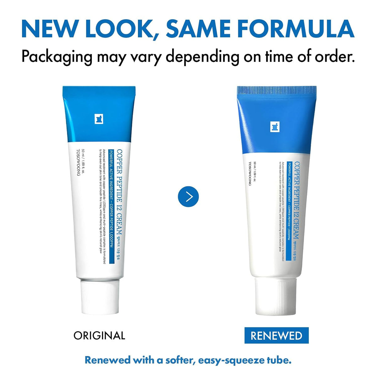 TOSOWOONG Copper Peptide 12 Cream, Anti-Aging for Fine Lines, Wrinkles | 99% Purity Copper Tripeptide-1, GHK-Cu, 12 Multi-Peptides for Fine Lines, Firming & Elasticity, Korean Skincare, 1.69 fl oz