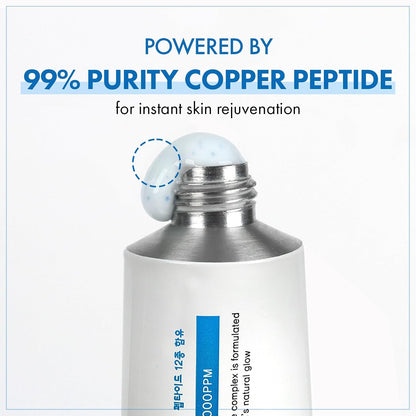 TOSOWOONG Copper Peptide 12 Cream, Anti-Aging for Fine Lines, Wrinkles | 99% Purity Copper Tripeptide-1, GHK-Cu, 12 Multi-Peptides for Fine Lines, Firming & Elasticity, Korean Skincare, 1.69 fl oz