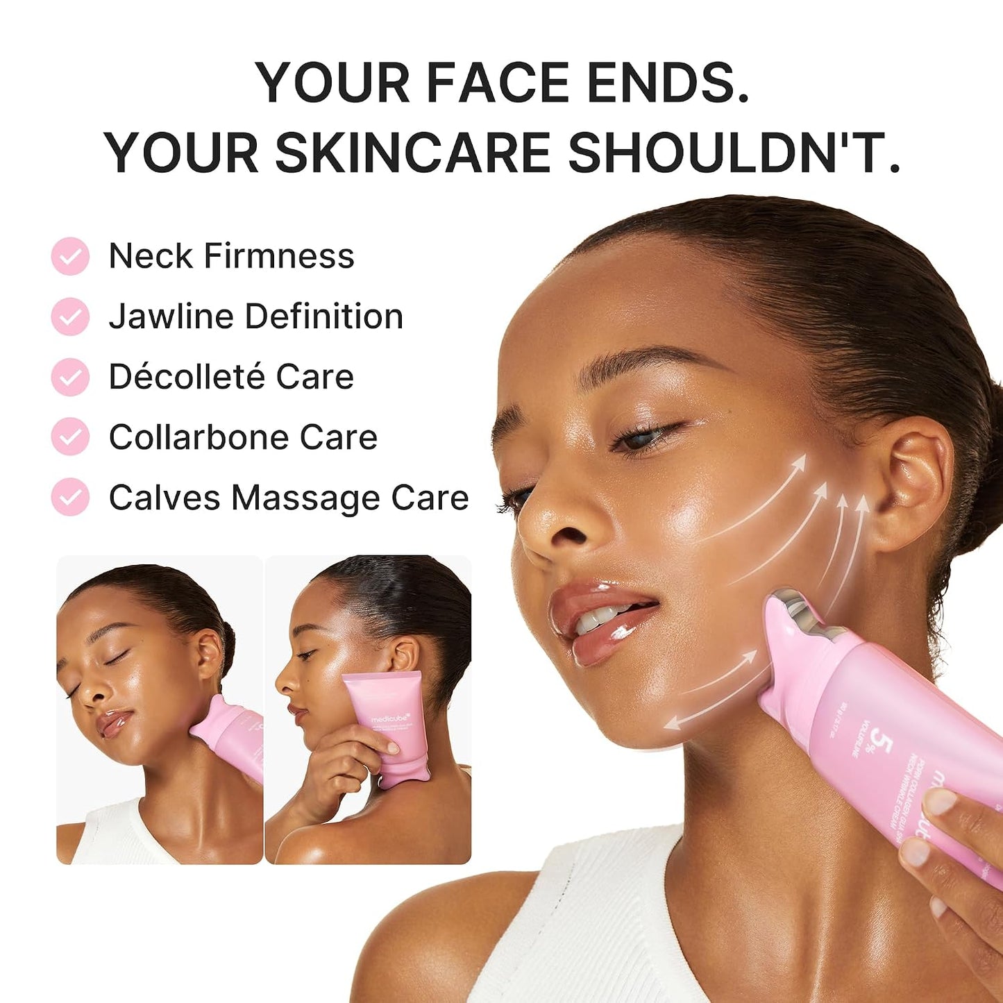 medicube PDRN Collagen Gua Sha Neck Wrinkle Cream | Built-In Gua Sha Massager with Volufiline 5% | Firming, Contour Care for the Look of Fine Lines, Jawline, Neck, Décolleté | Korean Skincare, 3.17 oz